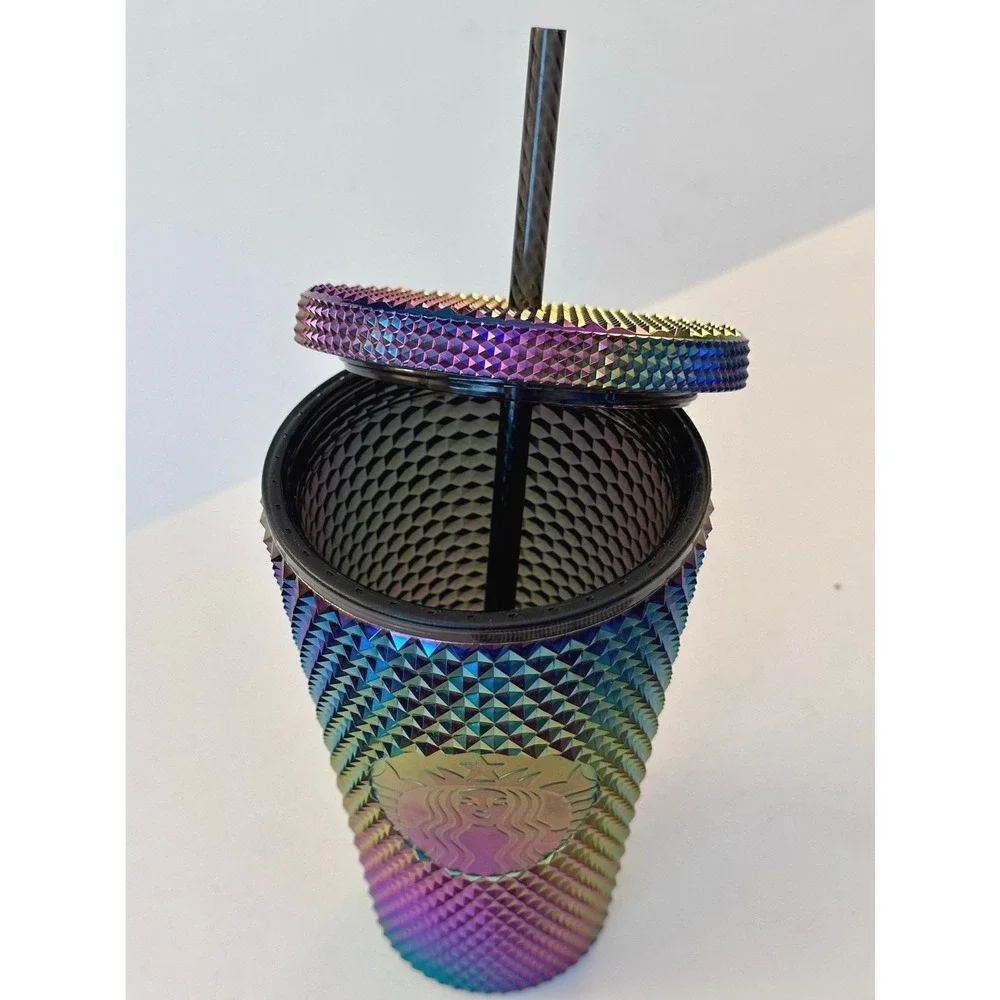 Starbucks Oil Slick Studded Tumbler 16oz Fall 2023 Rainbow Halloween Cup Coffee